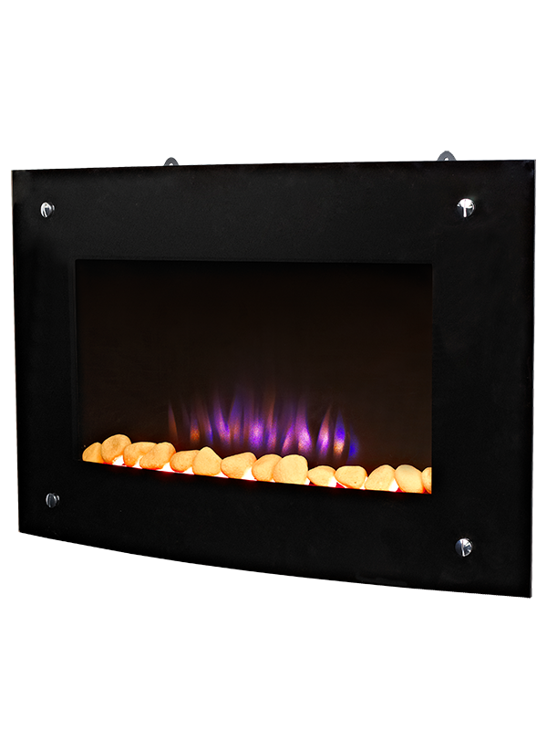 LDBL2000–DD7 21" Curved Glass Wall Hang Style Electric Fireplace, Modern Led Effect Flame Room Heater